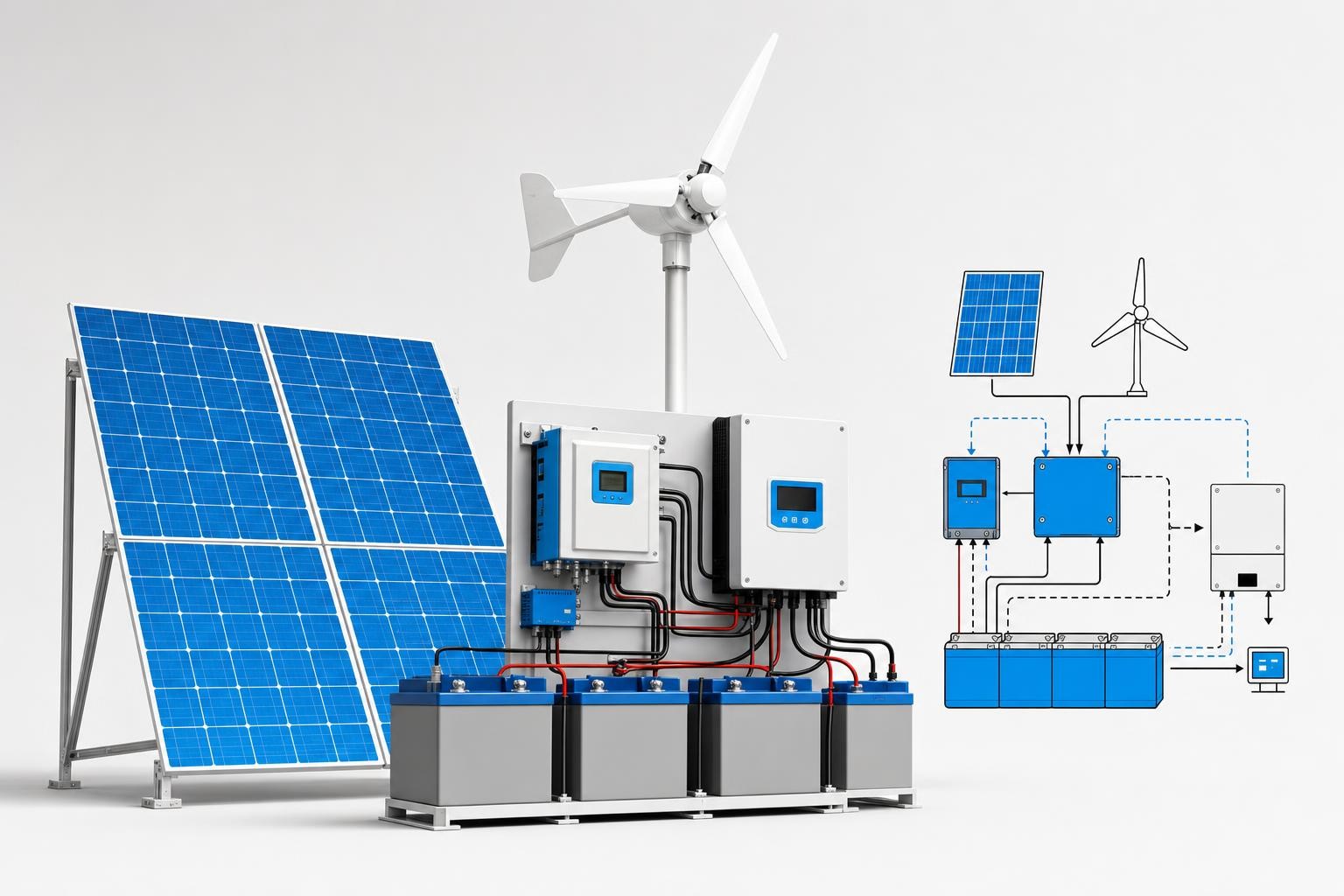 Instalación aislada viento + solar híbrida: dimensionado paso a paso