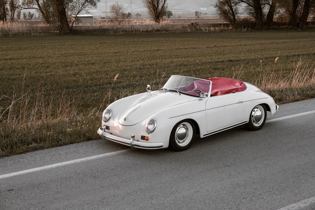 a white car on a road